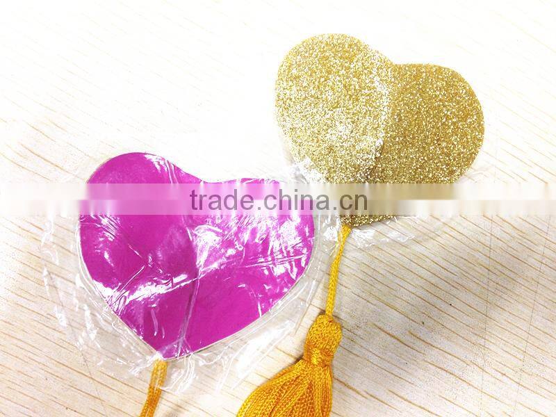 Sexy Lady Fashion Yellow Glitter Powder Nipple Stickers Heart Shape