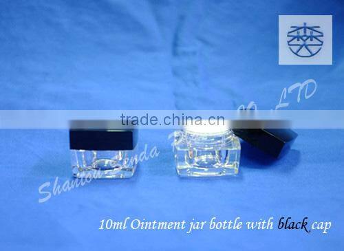 Unique Acrylic Cosmetic Bottle, 10ml Ointment Jar Bottle With Black Cap