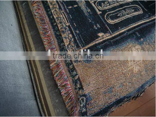 Woven throw and blanket, jacquard weaving, yarn dyed, custom design