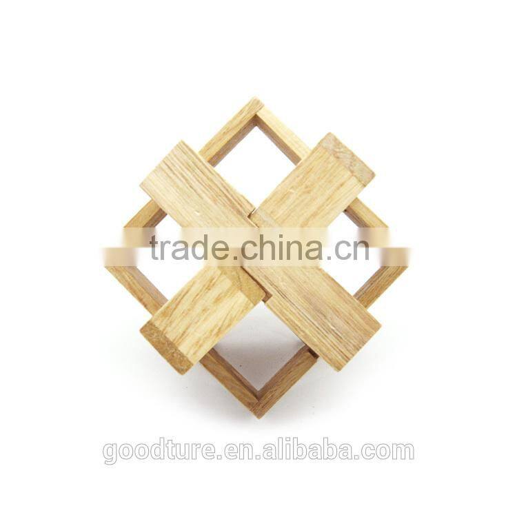 2015 Hot Sale Wooden IQ Intelligent Puzzle Magic Puzzle Kongming Lock Brain Teaser Model Number GAD1085