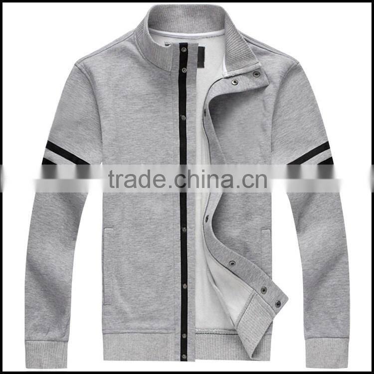2016 hot design plain design Crew Neck Sweatshirt Knit fleece Cardigan mens Sweatshirt with button