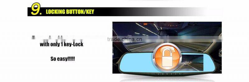 1080P Full HD 4.3 Inch Blue Screen Infrared Night Vision Dual Lens Visual Reversing Rearview Mirror Car DVR Camera Camcorder