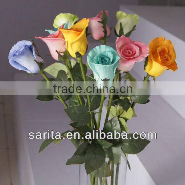 factory price artificial real touch flower rose with blue colors