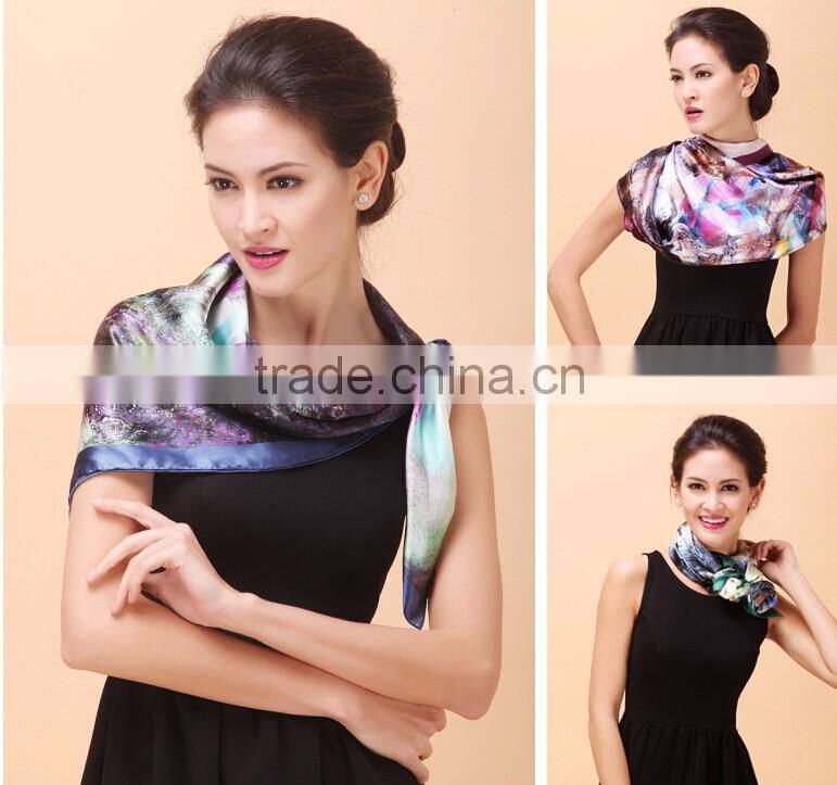 Customize 100%silk scarves with beautiful abstract printing