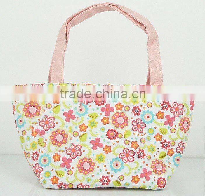 Floral canvas shopping bag, reusable shippinmg bag with printing flower
