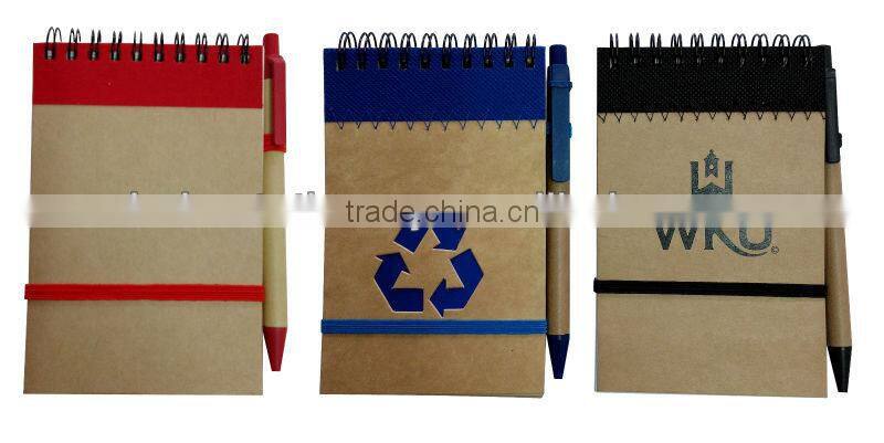 Recycled environmental spiral wenzhou high quality school pocket made in china notebook with elastic