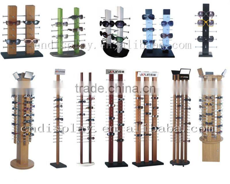 New arrive! 108pcs 6 side wooden sunglasses display stand for sale