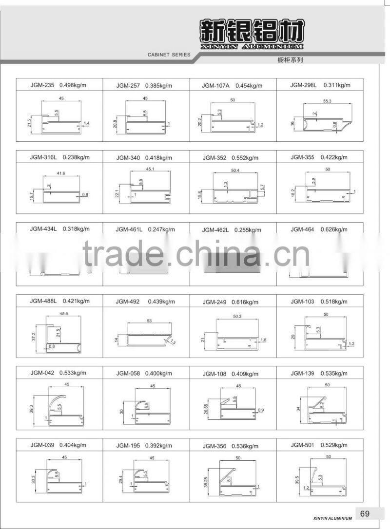 T5 - T8 6063 aluminium series with extruded profile