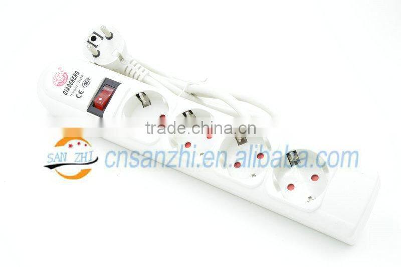 Surge protector European style 4 way extension socket