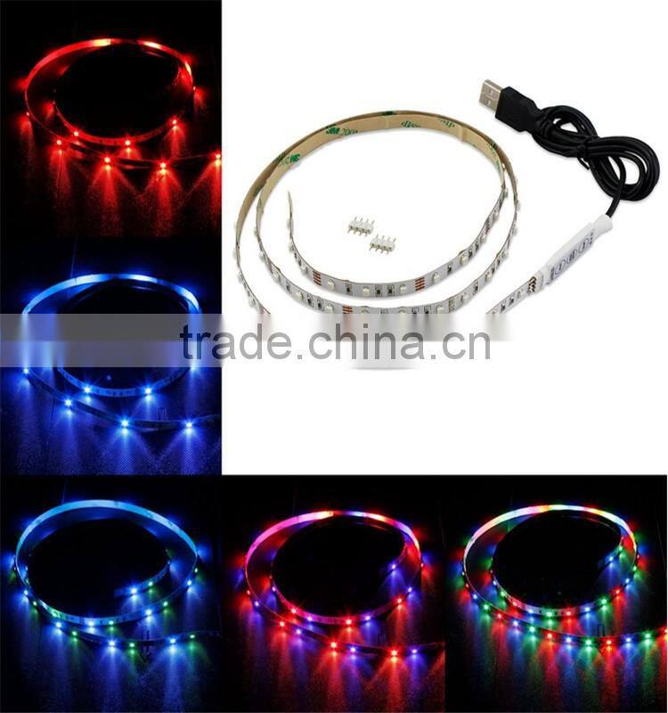 50cm 19.7in RGB LED Strip Light TV Background Lighting Kit RED GREEN BLUE With 5V & USB Light Controller