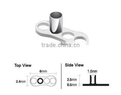 Skin diver piercing jewelry internal thread Titanium cone top dermal anchor