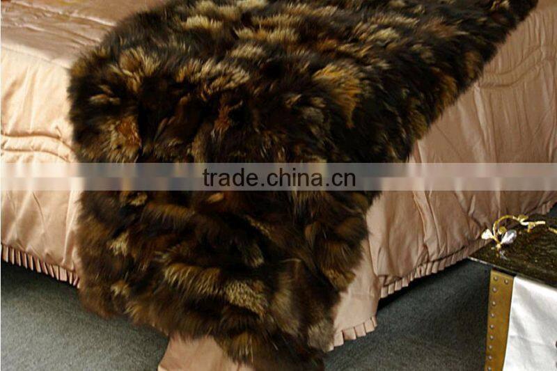 Home Luxury Carpet Lively Raccoon Fur Blanket Custom Real Animal Skin Fur Sheet