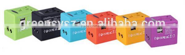 GR-W18 hot selling corporate gift universal plug socket with 2 usb ports