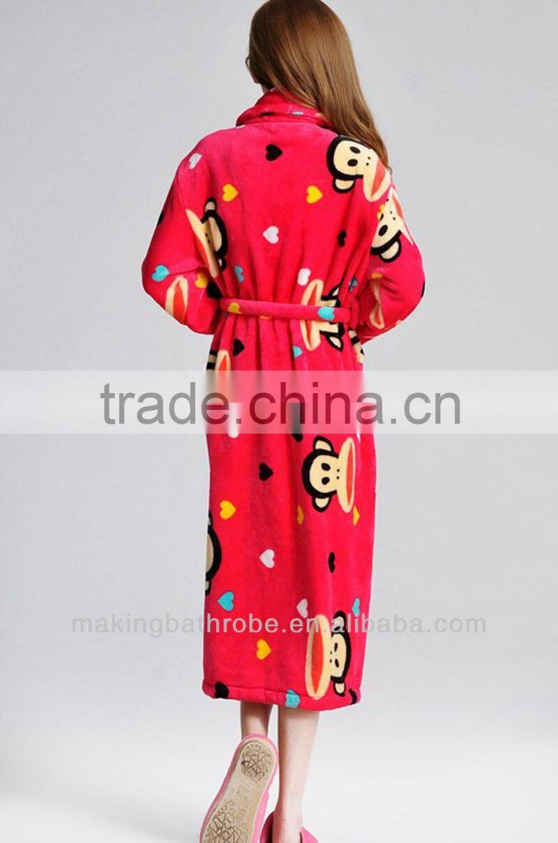 Cheap wholesale 100%polyester Printed bathrobes for women