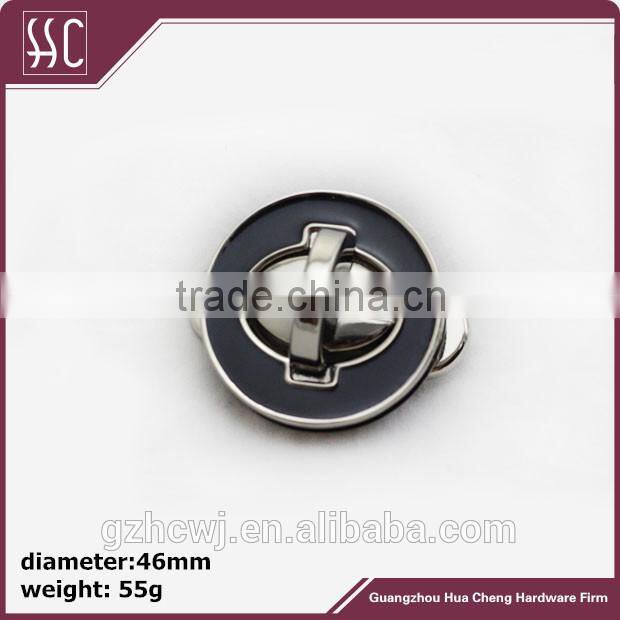 round shaped metal turn lock, black metal handbag lock