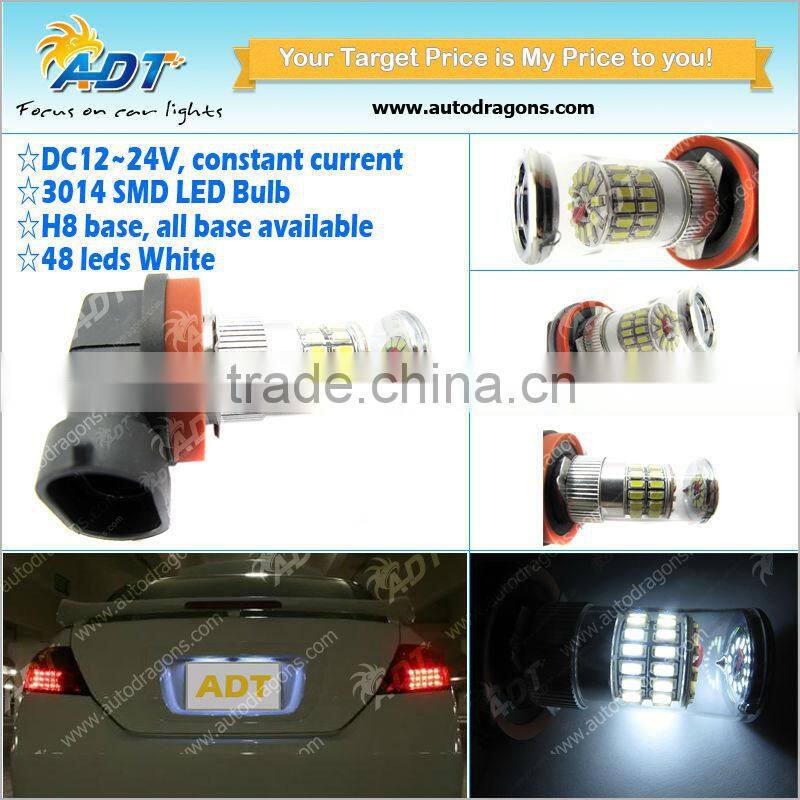 White 6000K HID 48-SMD H8 LED Bulbs For Car Fog Lights Driving Lamps