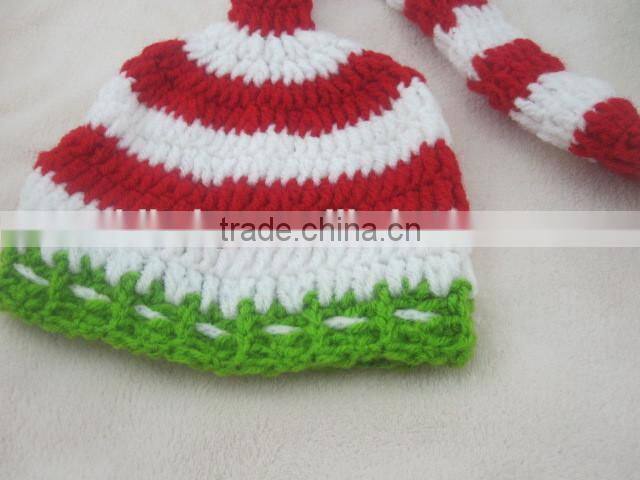 Hand crochet baby hats wholesale order Christmas long tail cap processing and manufacturing