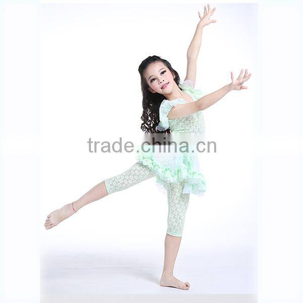 Wuchieal Indian Girls Dance Costumes Children with Top and Skirt, High Elastic Lace Children's Clothes