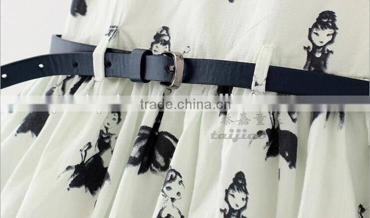 cotton print classic girls casual dresses