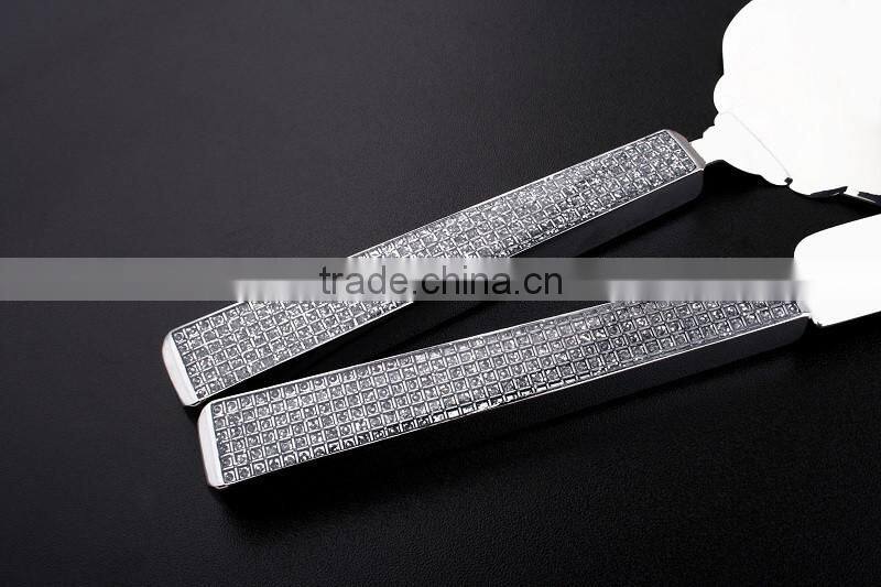 stainless steel wedding cake knife server set with zinc alloy handle