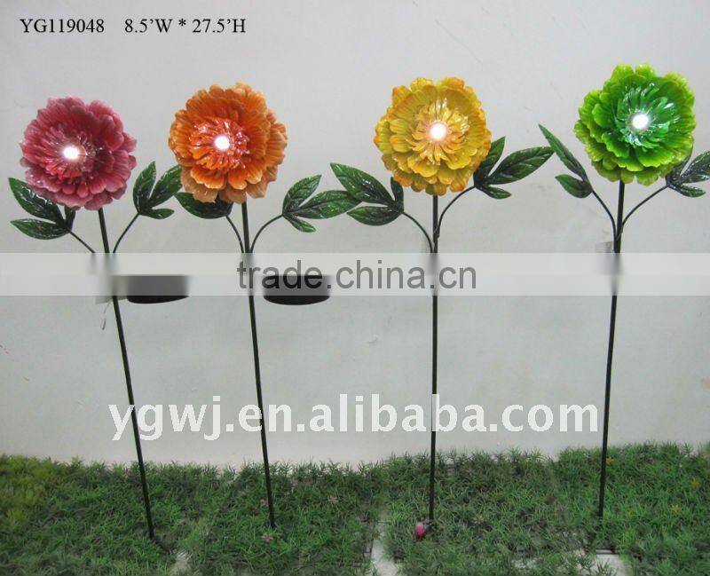 solar metal flower lawn stake