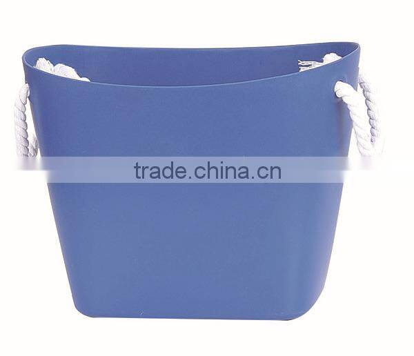 Small Size Plastic Storage Basket with Nylon Rope