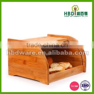 new products high quality hot selling bamboo bread box,bread bin storage box, wholesale