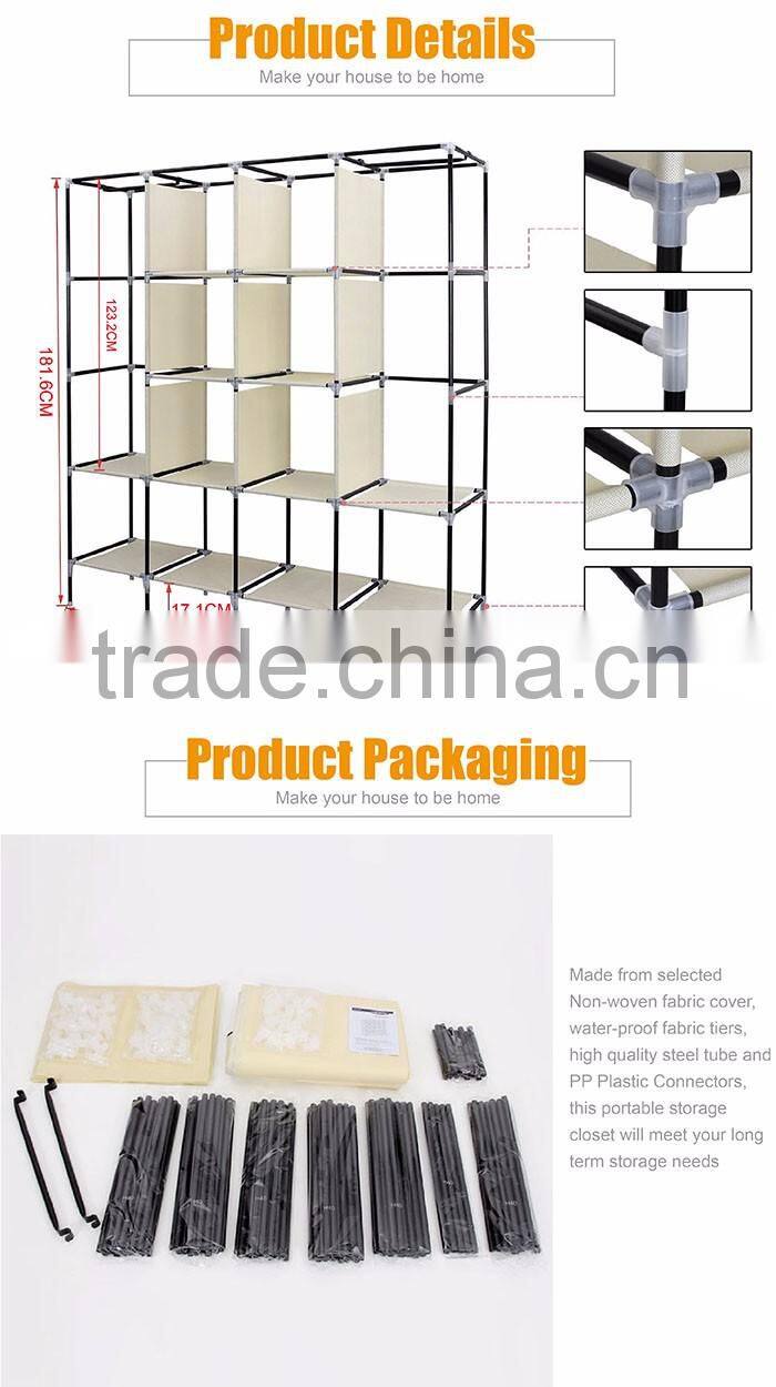 Cheap Assemble Multi-compartment Folding Closet Wardrobe , Portable Sturdy Large Wardrobe Cabinet