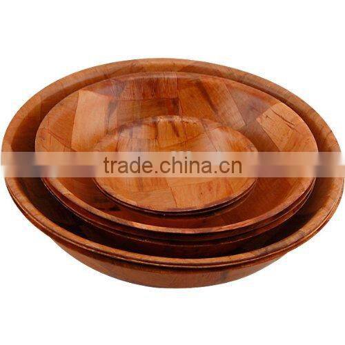 Round Woven Wood and bamboo Snack salad Bowls Set of 10