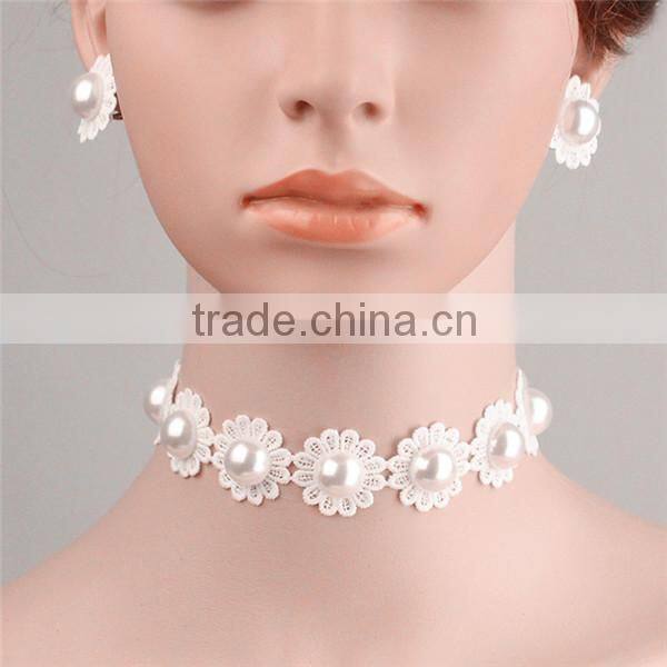 MYLOVE Simple pearl short necklace flower stud earring wholesale MLT016