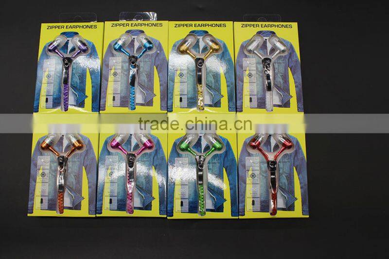 SNHALSAR free samples mobile sport earphone, zipper metal earphones