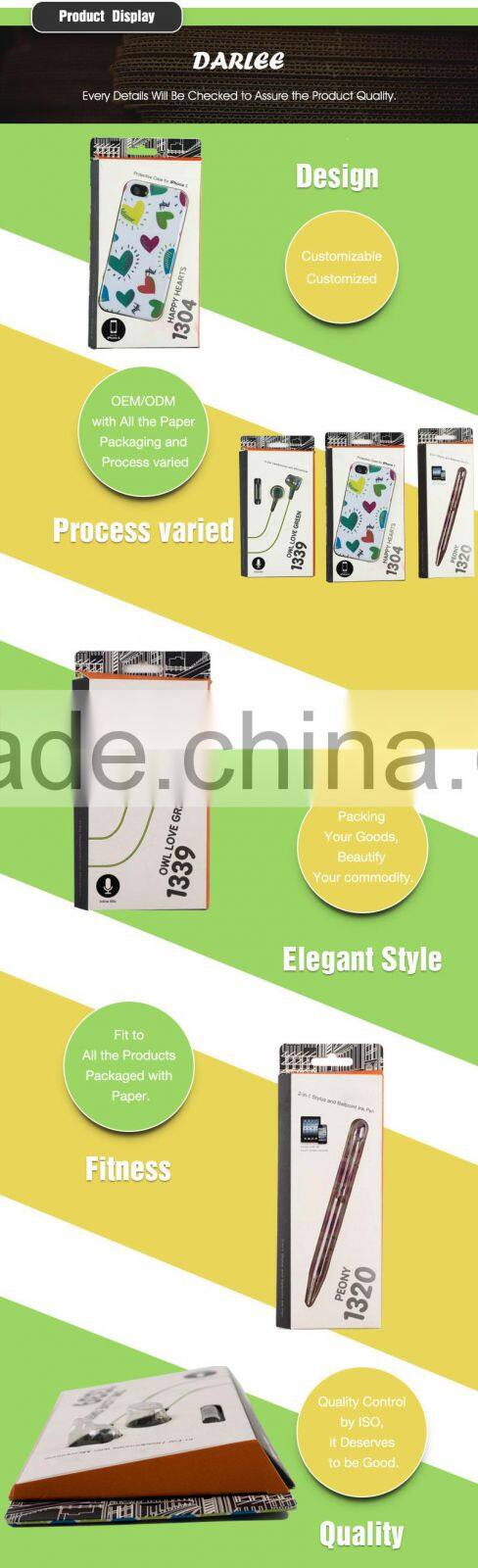 High quality unique design embossed UV hanging paper box for phone accessories