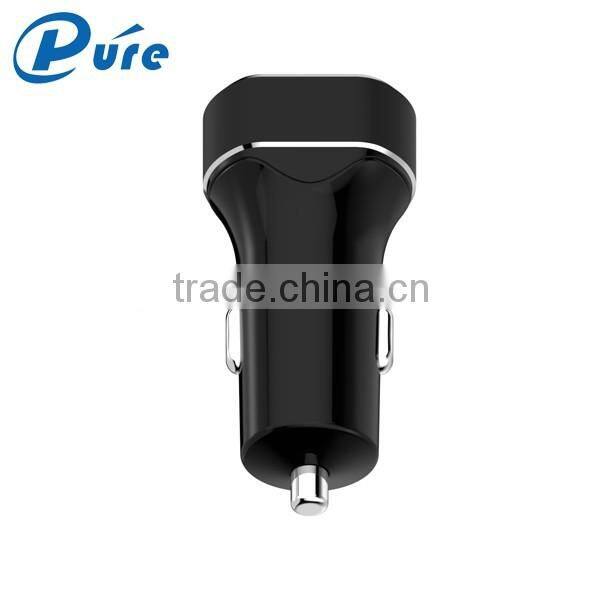 new bullet design metal car charger 5V 3/2A double usb mobile phone car charger factory selling directly