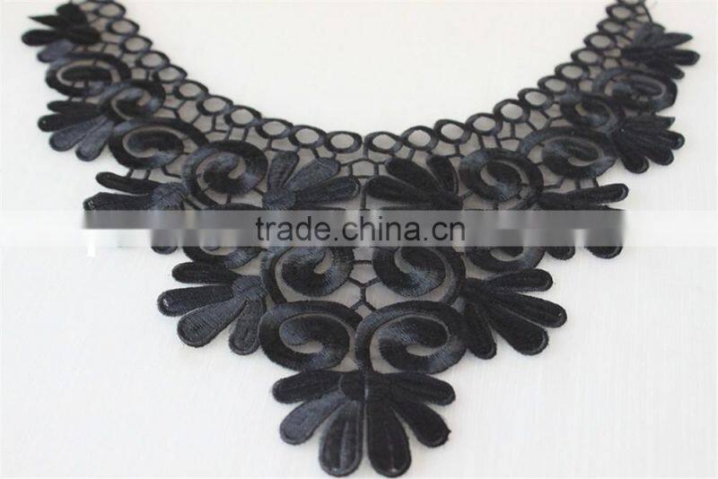 fashion neckline design embroidery guipure lace collar black applique