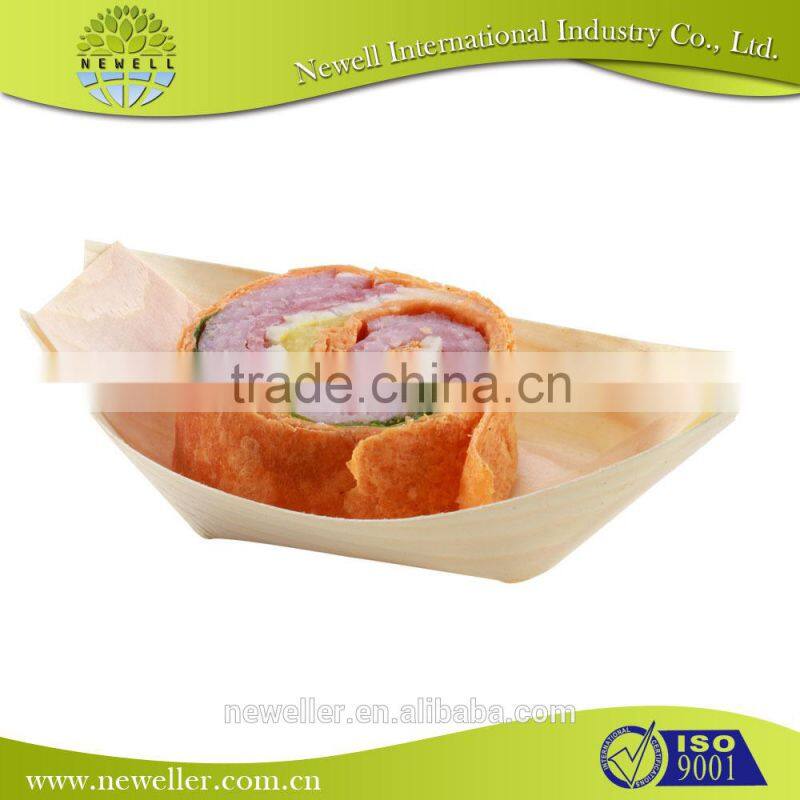 not flake natural cheap wood sushi bridge tray of various sizes