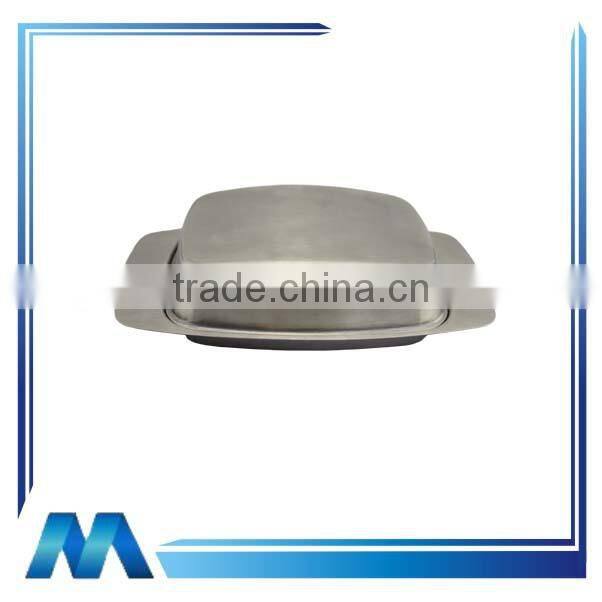 satin polishing stainless steel butter dish