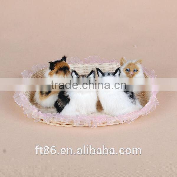 Plush toys popular Christmas decoration animal model Lying cat in the basket