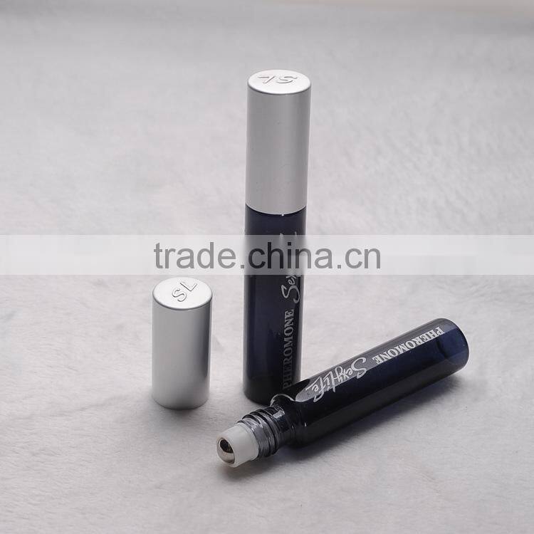 fancy empty glass perfume bottle with metal roller ball