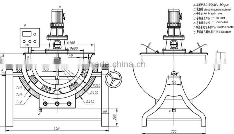 QJ500L Vertical 200L-5000L steam heating jacketed kettle