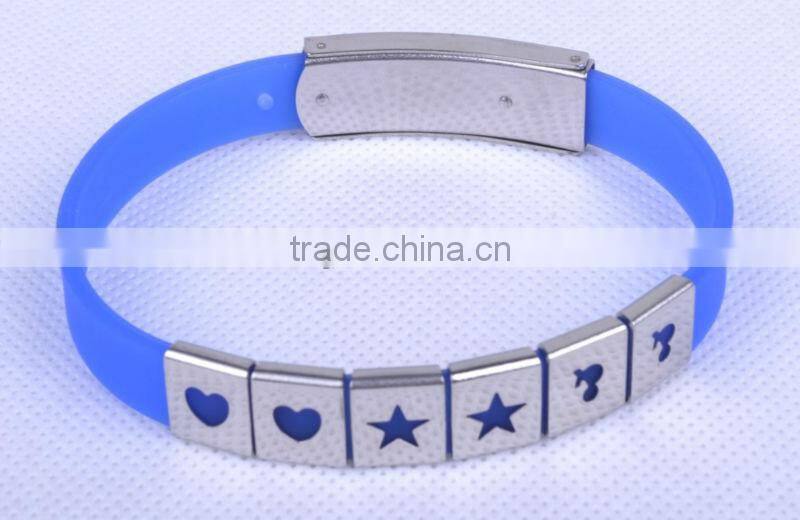 silicone bracelet with metal