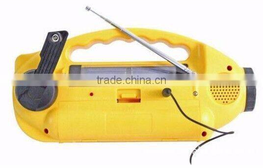 solar dynamo radio with LED torch and cell phone charger and thermometer