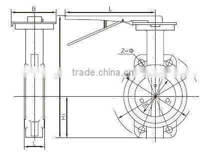 Handle lever type Iron wafer butterfly valve
