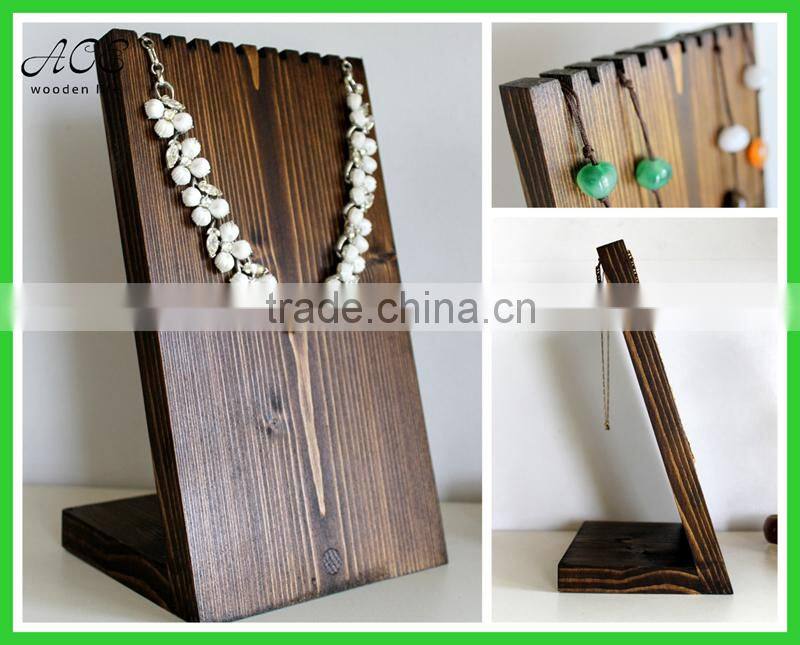 Wooden necklace display rack