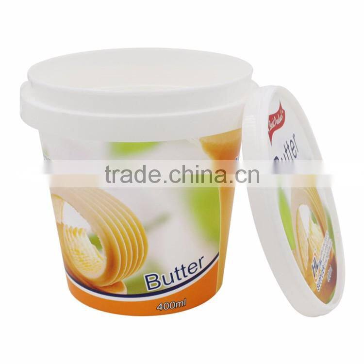 400g Waterproof Food Packaging Plastic Container for Butter Cup,Bucket with Lid for Cheese Package