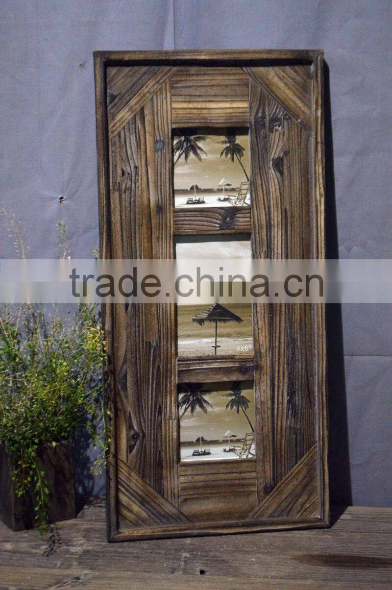 decorative antique wooden photo frame with multi openings