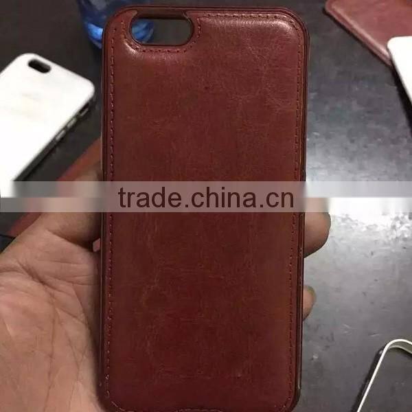 Good Design Metal Frame PU Leather Phone Case For Iphone6, Metal Frame Case PU leather Back Phone Case For Iphone6