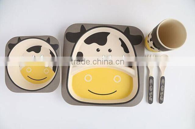 2016 hot sale biodegradble bamboo fibre kid's dinner set