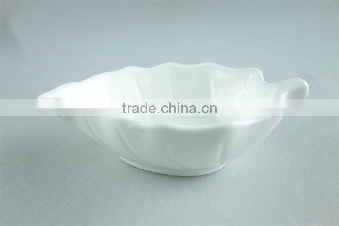 beautiful small white porcelain leaf-shaped plate
