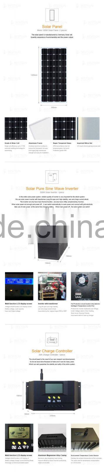 BESTSUN BFS-300W monocrystalline solar panel for off grid solar panel system
