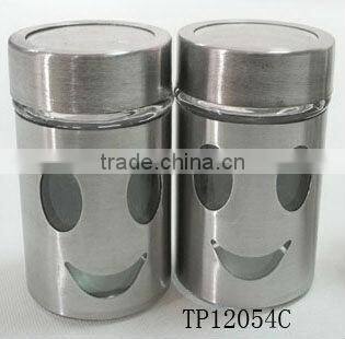 mini cylinder glass spice shaker with metal coating